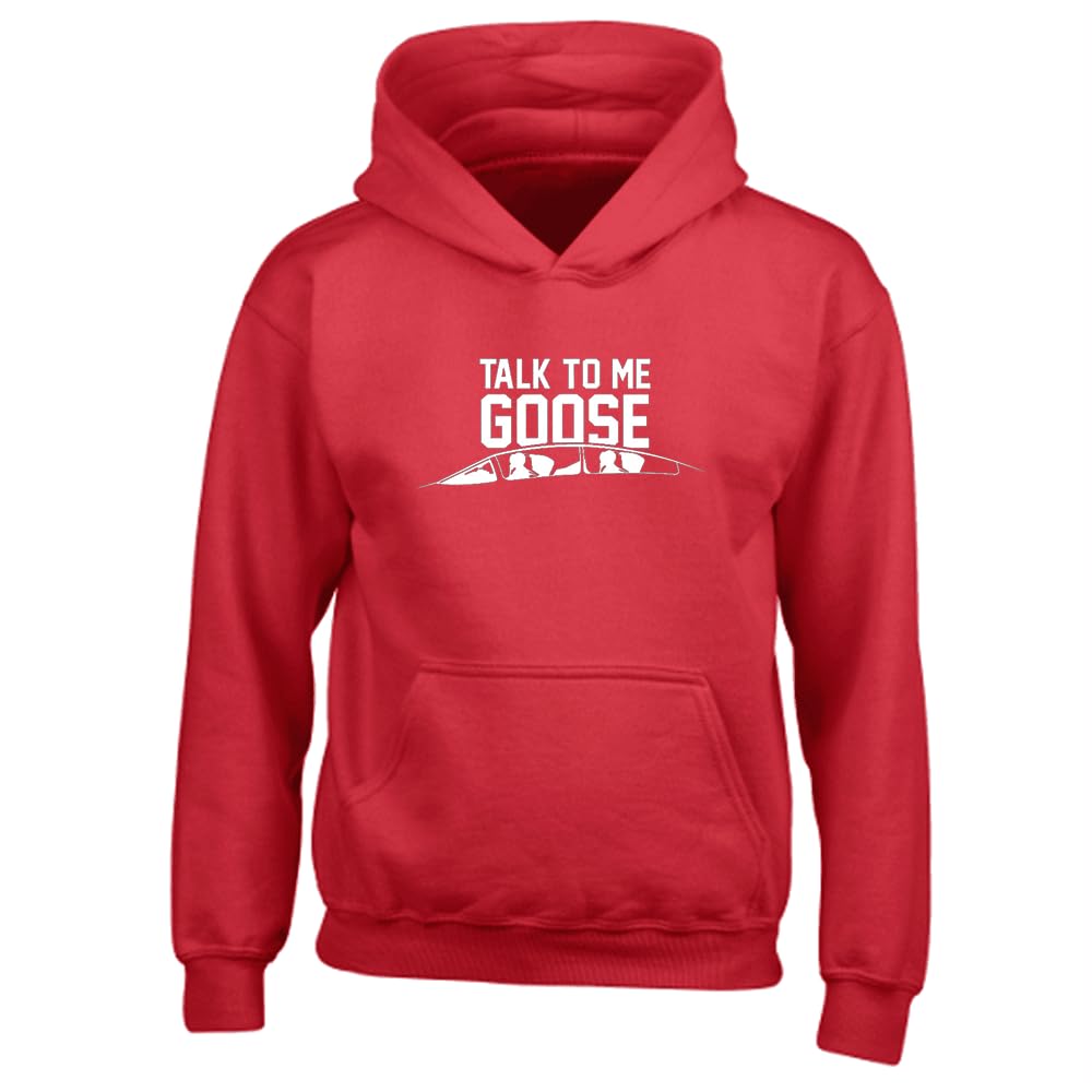 Fortune Unisex Red Talk To Me Goose Slogan Printed Hooded Sweatshirt