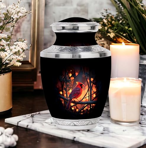 Image of Cardinal Bird Urn - Keepsake Urns for Human Ashes Adult Female Mom - Memorial Funeral Urn - Small Cremation Urns - Combo of 10 Inch & 3 Inch