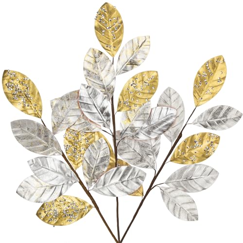 Künstliche Weihnachtszweige mit Glitzer – 3er Set | 60 cm...