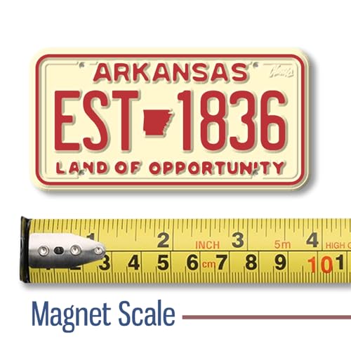 Imán decorativo placa Arkansas 1.9x3.8 pulgadas miniatura 2