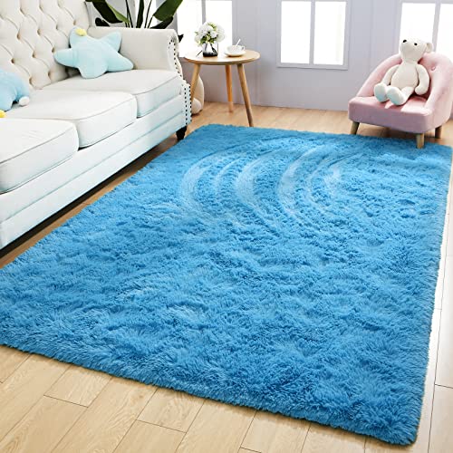 Kelarea Blue Shaggy Rug 5x8 ft