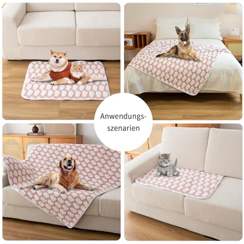 Amarrirose wasserdichte Hundedecke - 80x100 cm Maschinenwaschbar, Kuschelig weiche Sofadecke mit kuscheliger Polsterung, 3D strukturierte Wolken, Warme weiche Katzendecke, Rosa