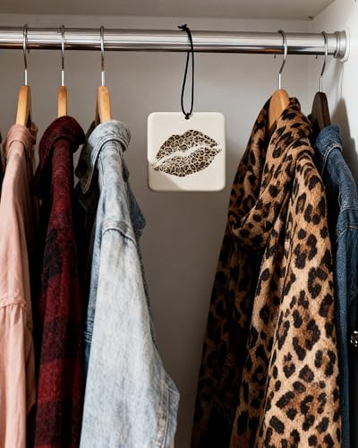 Image of Leopard Print 5pcs Car Air Freshener Bow Coquette Cheetah Print Car Accessories Automotive Interior Hanging Scents Mirror Decor for Women Teen Girls Black