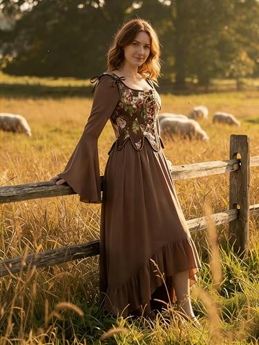 Image of Scarlet Darkness Corset Tops for Women Floral Renaissance Bustier Bodice | Ideal for Halloween, Ren Faire, Theme Party; Overbust, Adjustable Straps, Lace Up, Irregular Hem, Zip Closure, Hand Wash
