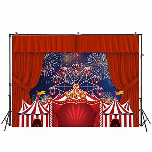 NIVIUS PHOTO 7 x 5 pies rojo circo carpa carnaval noche fotografía telón de fondo niños fiesta de cumpleaños foto fondo bebé niños pastel decoración mesa banner Photobooth apoyo W-2069 Cover