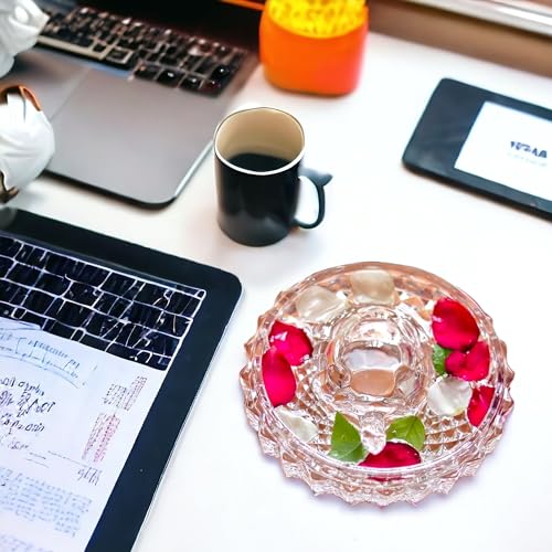 Image of SAUDEEP INDIA Vastu Feng Shui Crystal Turtle Tortoise with Plate for Nuclear Family(3 Family Member)
