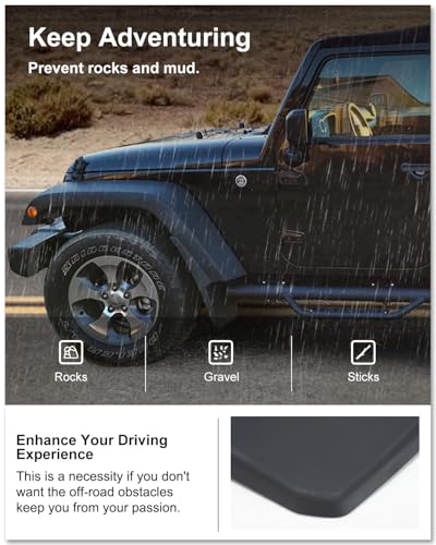 Image of Kiwi Master Mud Flaps for 2007-2018 Jeep Wrangler JK (Not Fits Rubicon Off Road Bumpers), OEM Replacement # 82210232 82210233, Heavy Duty Mud Guards, Front & Rear Splash Guards, 4 Pcs Set