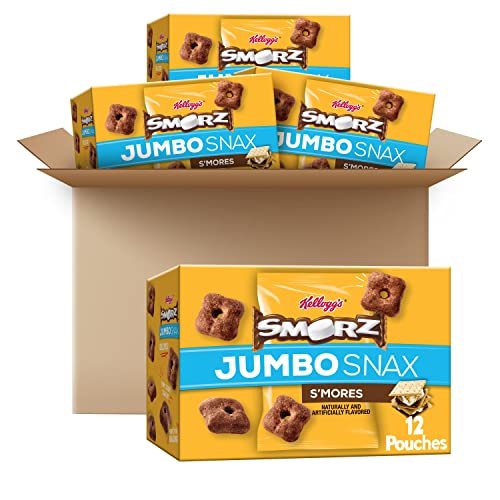 Kellogg's Smorz Jumbo Snax, Jumbo Cereal Snacks, S'mores, On the Go Snacking, 20.2oz Case (4 Count)