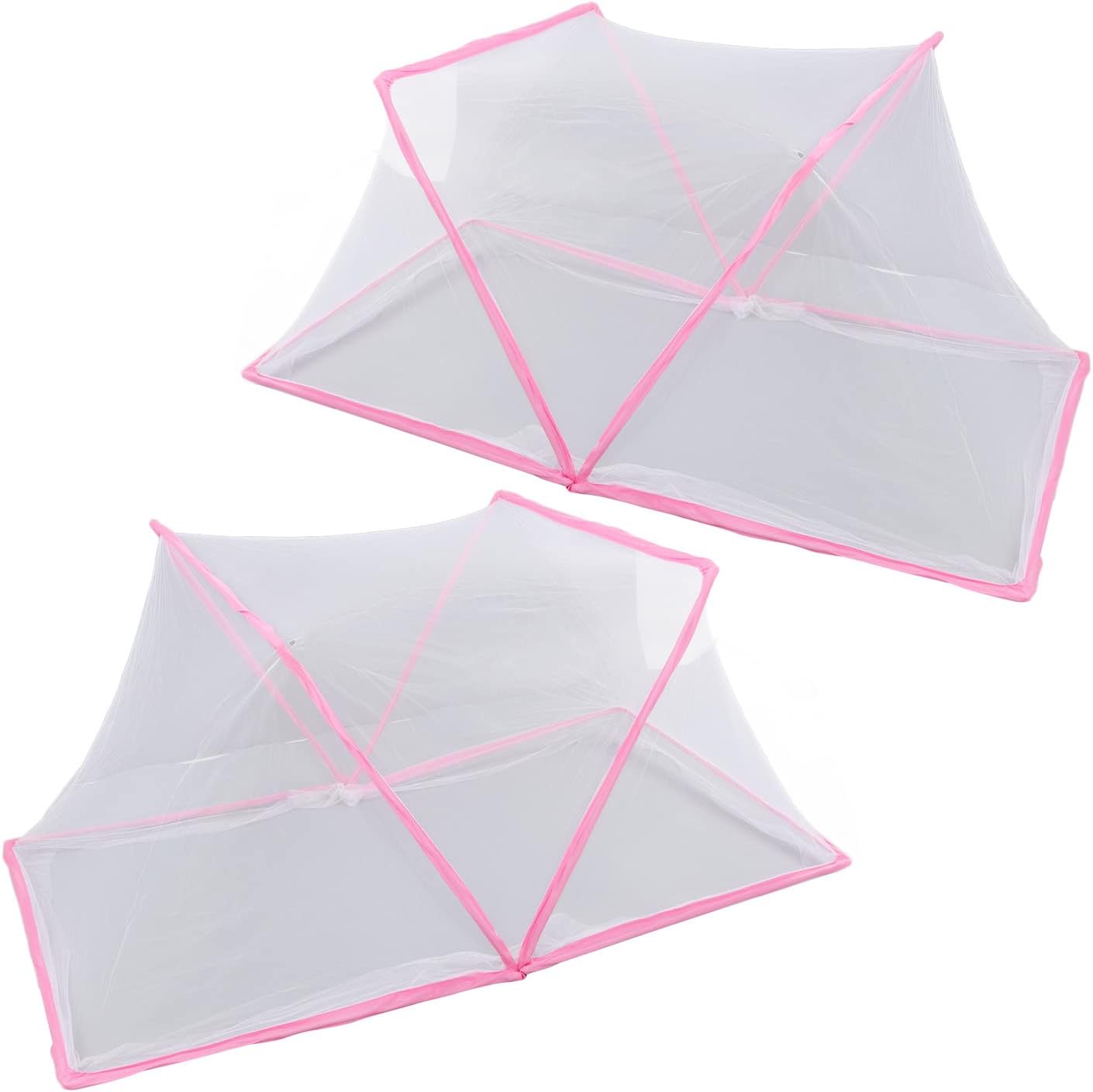 125 x 70 x 50cm Net for Baby Tent, Pop Up Net Tent Easy to Store Transparent Portable to Your Room (Pink)