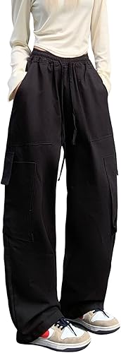 Miniatura 10 de Pantalones góticos para mujer estilo cargo holgados de pierna ancha estilo vintage casuales Harajuku para niñas ropa de calle