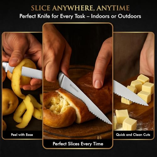 Image of Bellemain Steak Knife Set of 8, Serrated Stainless Steel, Dishwasher Safe