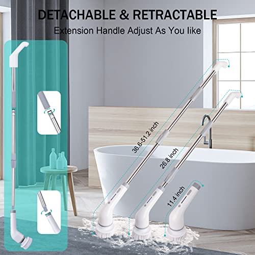 Electric Spin Scrubber, 2023 New Upgraded Cordless Electric Cleaning Brush With 8 Replacement Brush Head, 2 Speeds, Bathroom Shower Power Scrubber With Adjustable Extension Arm For Bathtub Tile Floor #TOP4