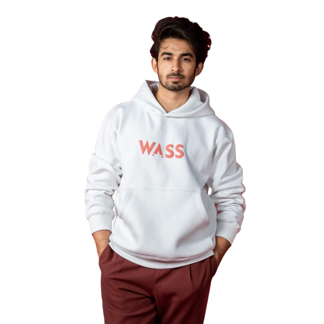 WASS Printed Hoodies for Men | Winter Sweater Hoodie for Mens | Casual 100% Cotton Fleece Winter Warm Pullover Hooded Sweatshirt | Mysterious White WASS Printed Hoodies for Men | Winter Sweater Hoodie for Mens | Casual 100% Cotton Fleece Winter Warm Pullover Hooded Sweatshirt | Mysterious White