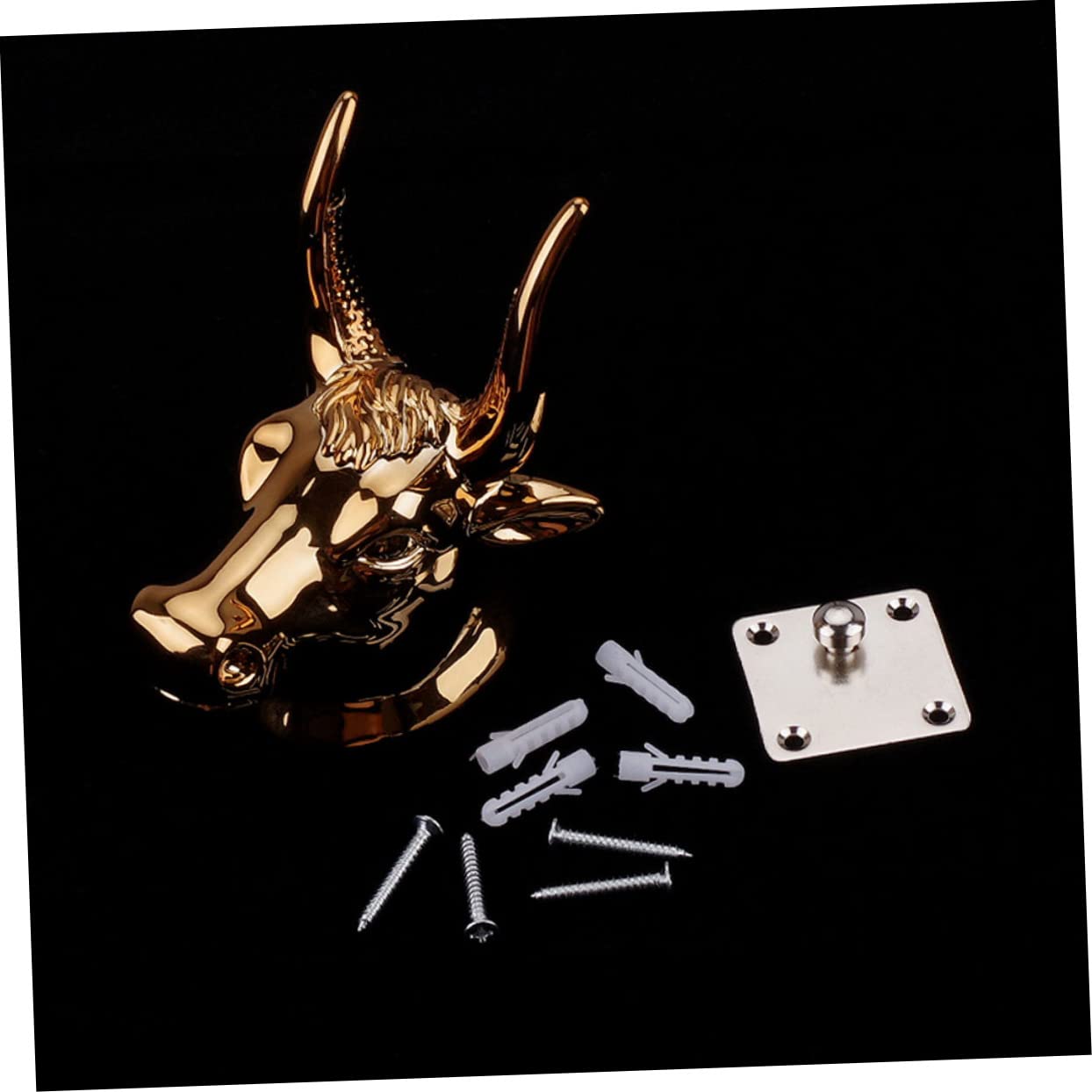Gancio per Chitarra da Muro in Acciaio Oro, Bull Head | Supporto a Parete per Storage, Installazione Semplice, Soluzione Pratica e Stabile per Strumento