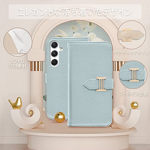 MAGICASE For Galaxy A54 ケース 手帳型 おしゃれ 人気 かわいい スマホケース Galaxy A54 財布型 エレガント 美しい シンプル SC-53D レトロ 上品 女性 SCG21 カード収納 耐衝撃 ギャラクシー A54 ケース スタンド機能 高級PU 肌感レザー ストラップホール マグネット式 ハンドメイド 手作 大人(ブルー)