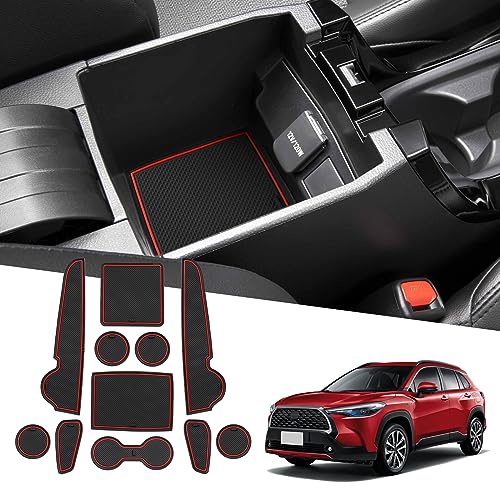 2026 Corolla Cross Door Slot Mats for Toyota Corolla Cross Accessories Anti-Slip Rubber Center Console Liner Mats Compatible with 2022 2023 2024 2025 2026 Toyota Corolla Cross(11 PCS/Sets)