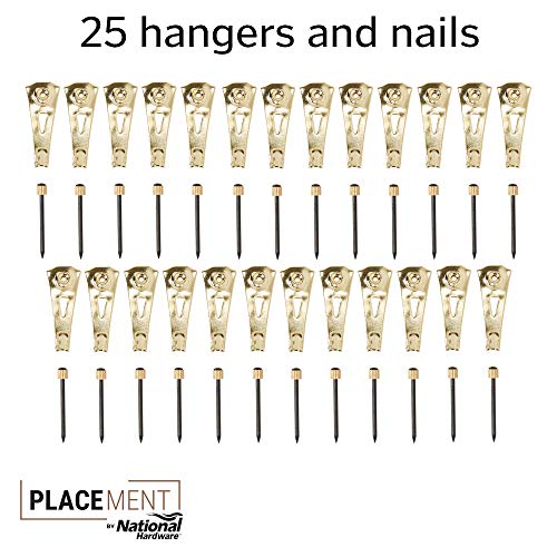 Image of National Hardware N260-076 25 Piece Professional Picture Hangers, Brass