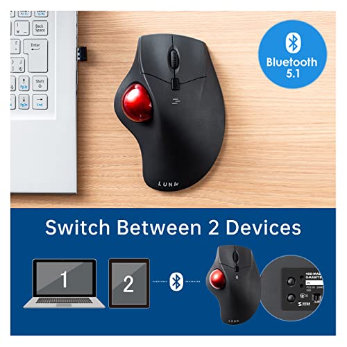 Sanwa Wired Ergonomic Trackball Mouse, Optical Rollerball Mice, Programmable Silent Buttons, 40Mm Trackball, 600/800/1200/1600 Adjustable Dpi, Compatible With Macbook, Laptop, Windows, Macos #TOP3