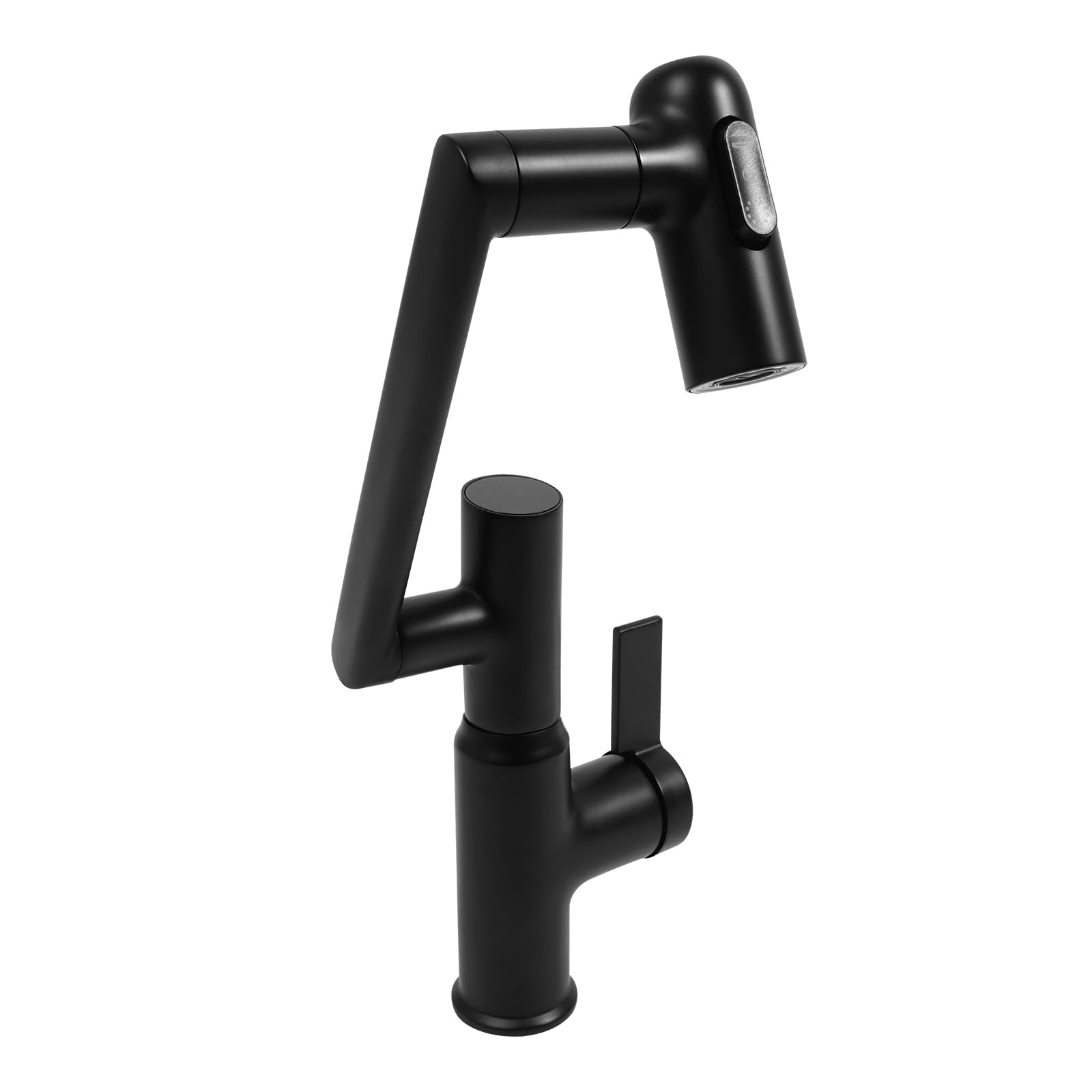 Grifo giratorio 360° con indicador de temperatura LED, 3 tipos de chorro, grifo de cocina con agua caliente y fría, interruptor de control dual giratorio de latón para inodoro, baño, cocina (negro)