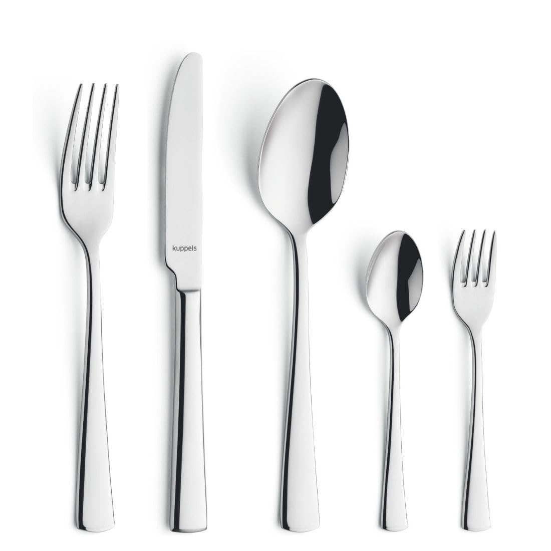 Kuppels Besteck-Set 30-tlg, 6 Personen, Edelstahl, Wellenschliff | Spülmaschinengeeignetes, rostfreies Tafelbesteck in 18/10 Edelstahl Qualität mit elegantem, zeitlosem Design