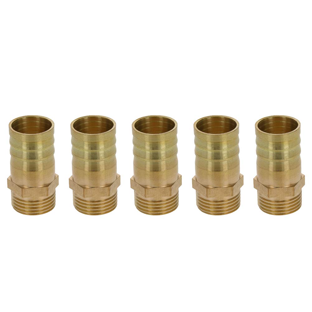 MroMax Brass Barb Hose Fitting Connector Adapter 16mm Barbed X 3/8 PT Male Pipe 5pcs