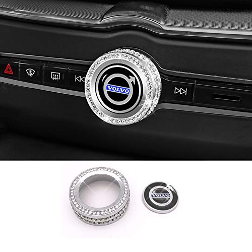 DEFTEN Bling Crystal Control Sound Switch Knob Head Decorative Sequin Cap Cover Decal Trim Fit for Volvo S60 2020/ V60 2020/ XC60 2018-2020/ XC90 2015-2020/ S90 /V90