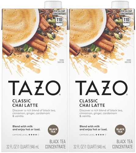 TAZO Classic Chai Latte Black Tea Concentrate 32 Fl Oz (Pack of 2)