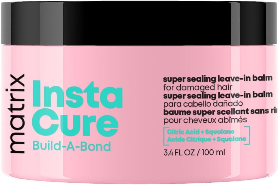 Instacure Build-A-Bond Super Sealing Leave-In Balm - Repairs & Seals Damaged Hair, Heat Protects and Smooths Frizz, With Citric Acid & Squalane, Vegan, Sulfate-Free, Paraben-Free