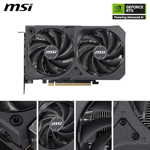 Image of MSI GeForce RTX 5050 8G Shadow 2X OC Graphic Card - NVIDIA GeForce RTX 5050 GPU, 8GB GDDR6 128-bit Memory, 20 Gbps, PCI Express Gen 5 x16 Interface, Upto 2602 MHz, TORX Fan 5.0