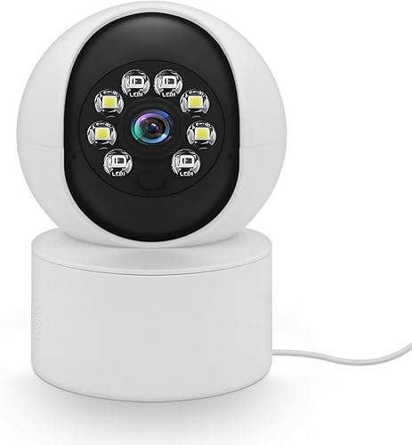 FOUAVRTEL Cámara de seguridad para interiores con conexión WiFi 360 grados inalámbrica 1080P 24 GHz inclinación panorámica cámara de vigilancia