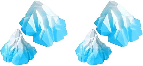 Aquarium Iceberg Decoration  4 Pcs Snow Mountain Fish Tank Landscape Ornaments, Blue-White Glacier Accessories for Aquarium & Turtle Tank