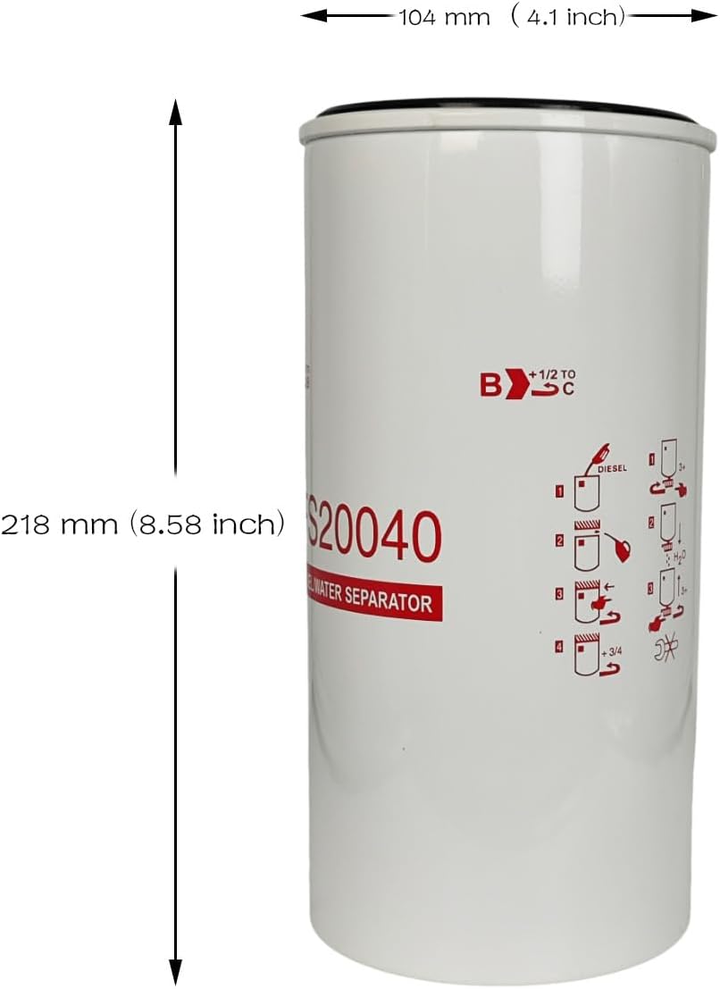 XYZIL Fuel Filter Water Separator Spin-On FS20040 Compatible with International Truck Racor Housings LT HX HV RH Prostar Late 9900 for Cummins 2611236C1 WF10006 P551839 BF46018-O