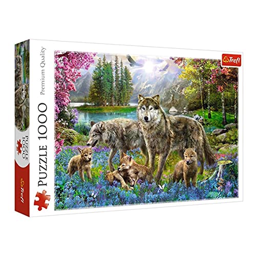 Trefl, Puzzle, Familia de Lobos, de 1000 Piezas, Lobos en el Bosque de Fondo, Manda de Lobos,...