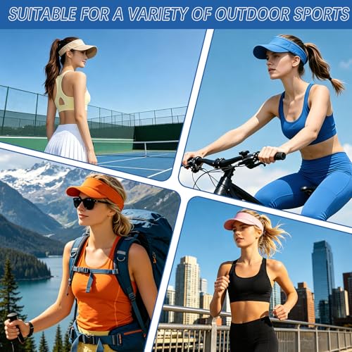 Image of Adjustable Sport Sun Visor Hats Bulk Solid Color Blank Golf Cap Anti Ultraviolet for Beach Tennis Baseball