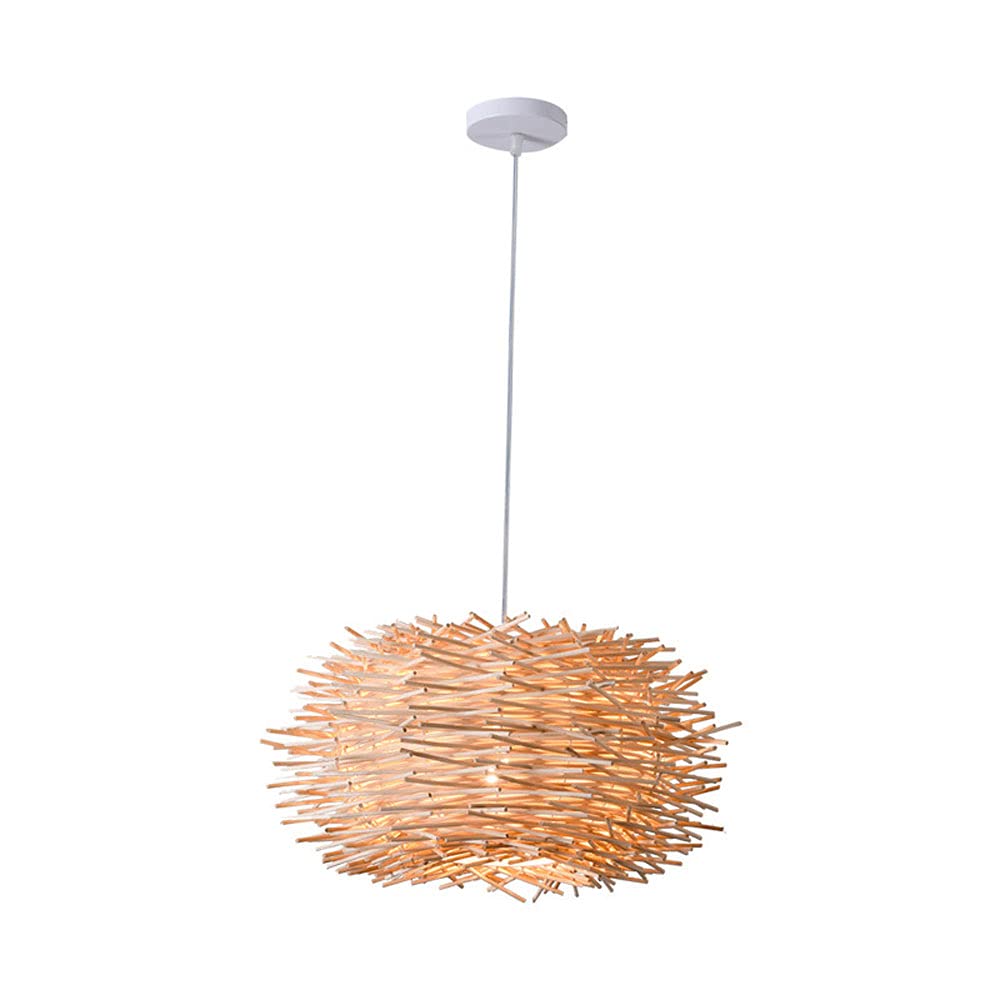 Lámpara Colgante Creativa de Nido de pájaro de Mimbre de bambú y ratán para Isla de Cocina, Accesorios de iluminación para Comedor, lámpara Colgante(50cm)