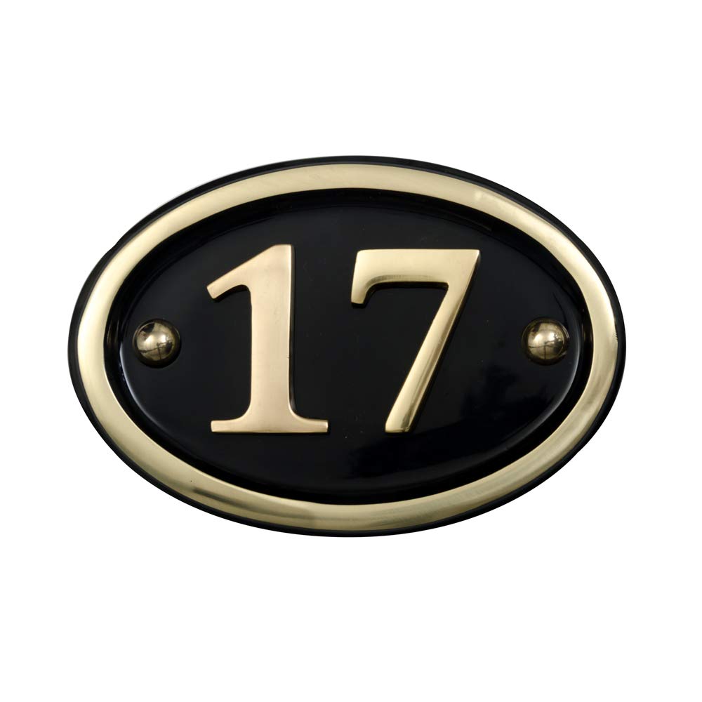 Solid Brass House Number Oval Design (No 17)