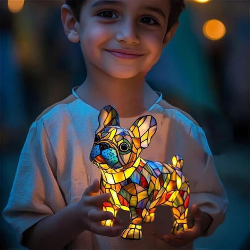 Donubiiu Handgefertigte Lampe, Dackel Bulldogge Border Collie Pudel, Dekorative Led Hundelampe, die Herzen Erstrahlen lässt (Malteser)