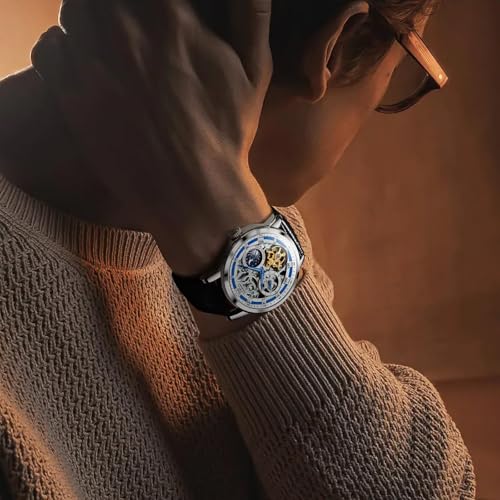 Image of OLEVS Mens Automatic Watches Self-Winding Starry Sky Diamond Skeleton Luxury Wrist Watch Waterproof Luminous