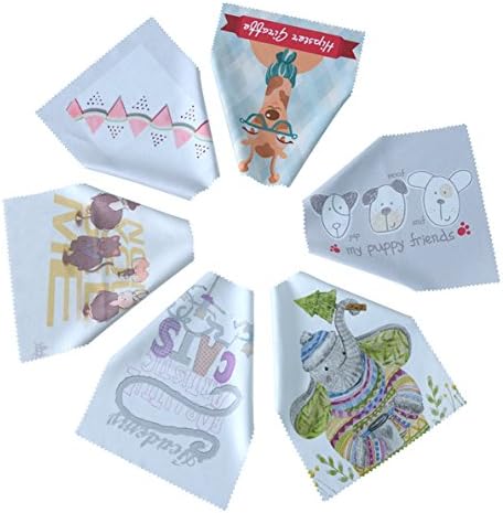 Microfiber Cleaning Cloths by Toyo World-6 Pieces, Different Printed Patterns-Ideal for Cleaning Glasses, Sunglasses, Camera Lenses, iPad, Phones,and Other Delicate Surfaces
