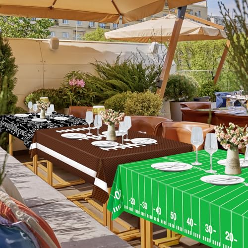 Esjay Football Party Decorations Supplies, Football Tablecloth Table Covers Disposable Plastic, Football Field Themed Birthday Decorations, 3 Pack (54x72inch) - Image 3