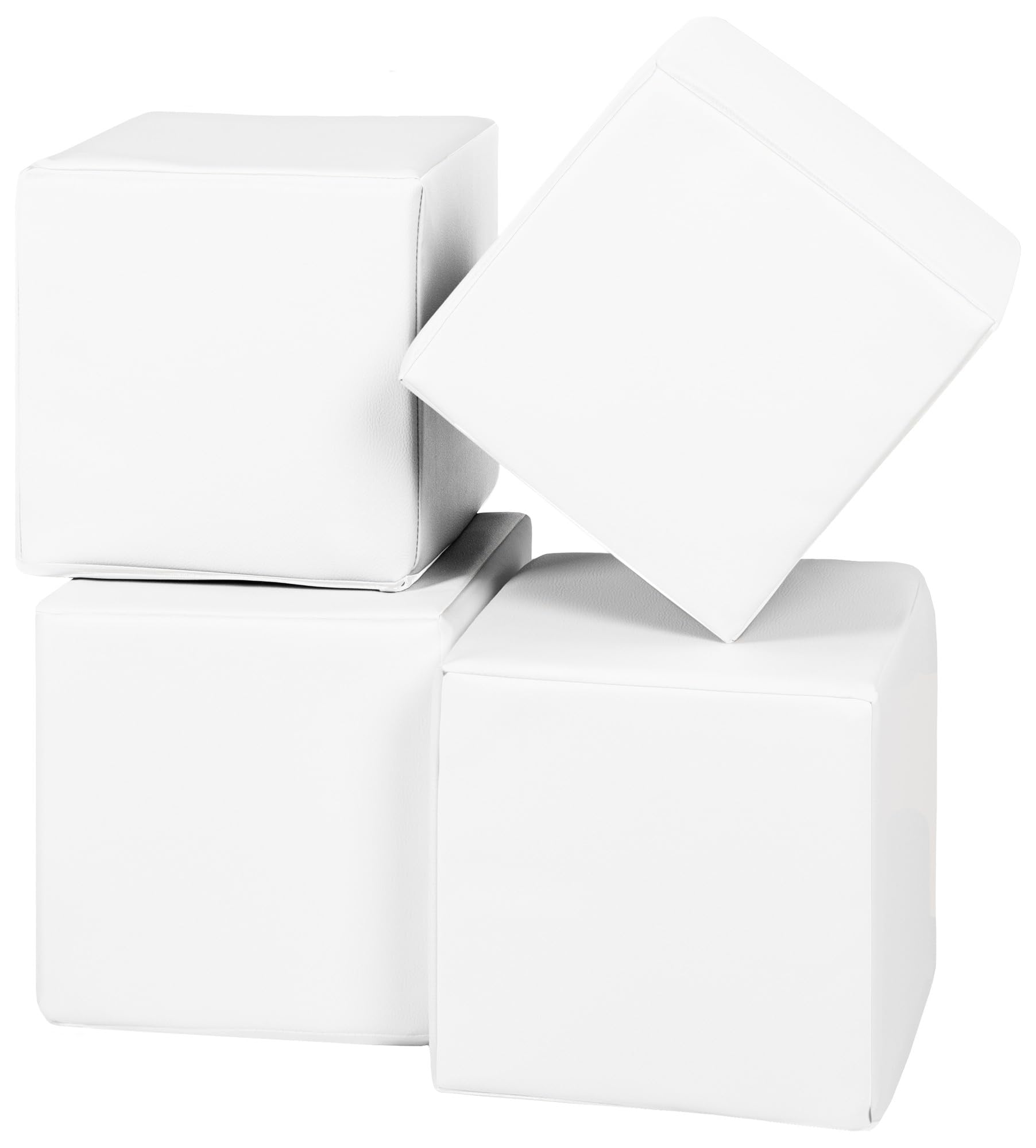 Velinda Soft Play Cubes, 4 blocks, soft toy, foam, building blocks for kids, stacking (colour: white)