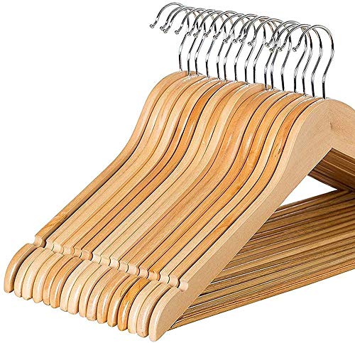 1ABOVE 20 grucce in legno marrone resistente, realizzate in legno naturale e barra antiscivolo per pantaloni, grucce appendiabiti, forti intagli sulle spalle 1ABOVE 20 grucce in legno marrone resistente, realizzate in legno naturale e barra antiscivolo per pantaloni, grucce appendiabiti, forti intagli sulle spalle