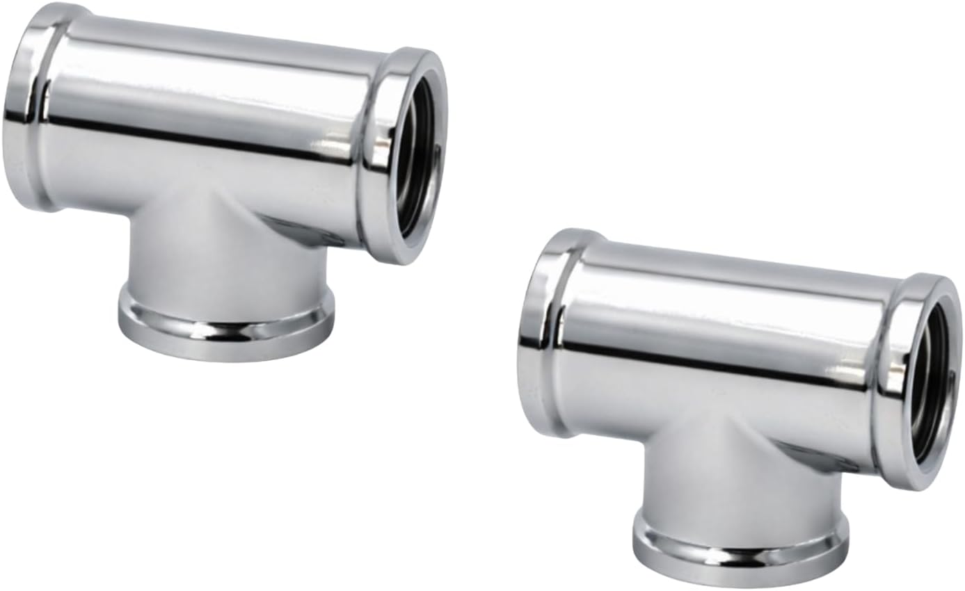 KI 1/2 Inch Brass Chrome Plated CP Tee | Internal Thread Pipe Fitting Connector | Pack of 2