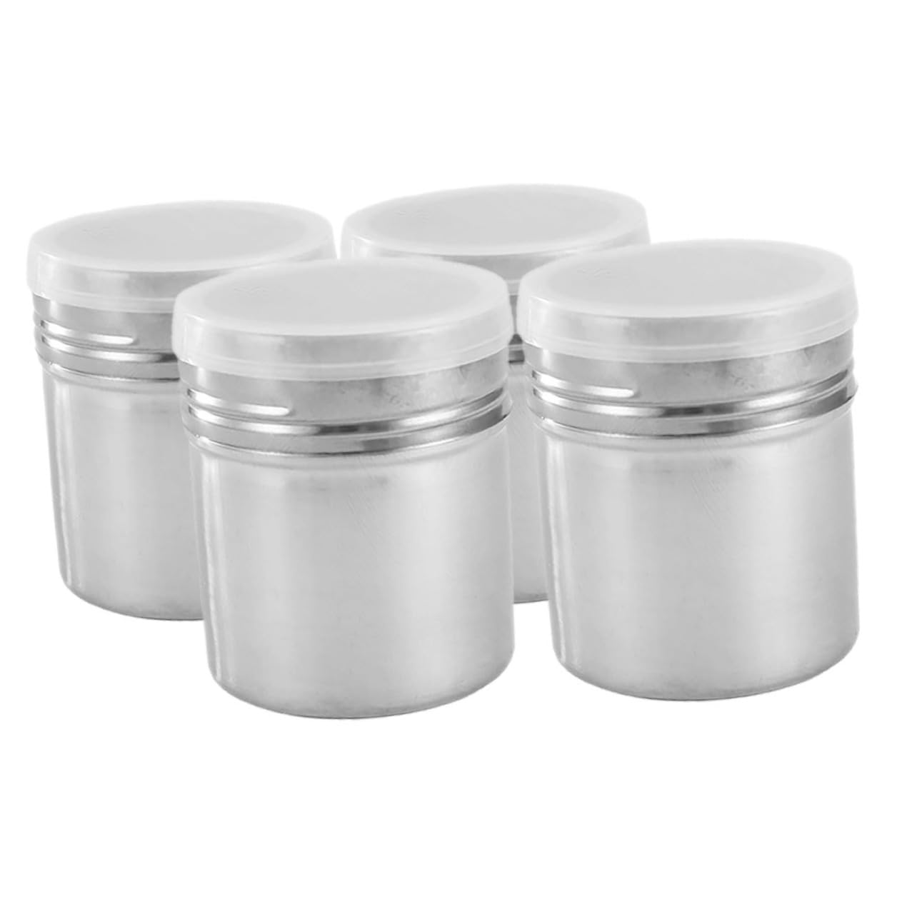 Ciieeo 4pcs Stainless Steel Seasoning Shaker with Fine Mesh for Baking Bbq and Coffee Travel Friendly Design for Indoor and Outdoor Use
