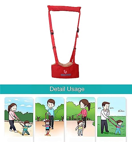 Image of Baby Walking Harness - Handheld Kids Walker Helper - Toddler Infant Walker Harness Assistant Belt - Child Learning Walk Support Assist Trainer Tool - for 7-24 Month Old (Red)