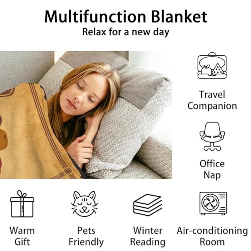 Throw Blanket for Women Men - 60x80 Inches Twin Size - Soft Fluffy Cozy Blankets Gift - Brown Novelty Blanket Throws for Bed, Sofa, Winter