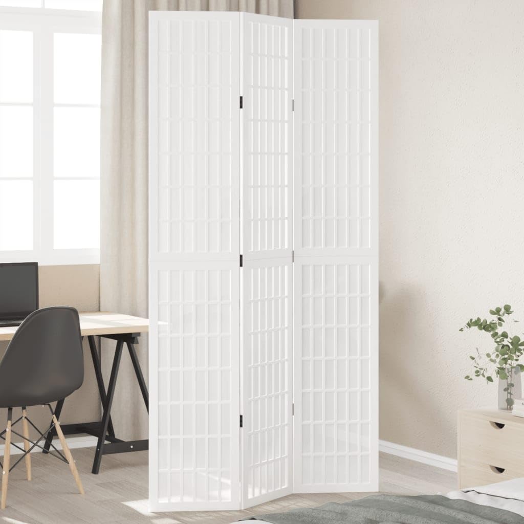 Divisor de habitaciones blanco de madera maciza de paulownia, 105 x 220 cm, plegable, con marco robusto, divisor para salón, oficina y apartamento, moderno divisor de pared para un diseño flexible