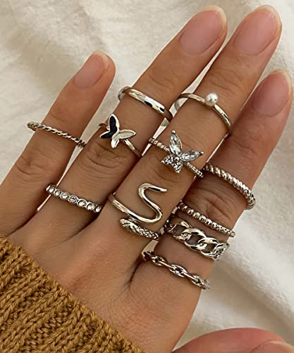 iF YOU 30 Pcs Gold Knuckle Rings Set for Women, Vintage Stackable Cute Finger Midi Rings, Fashion Simple Silver Rings Pack Jewelry for Women Gift3