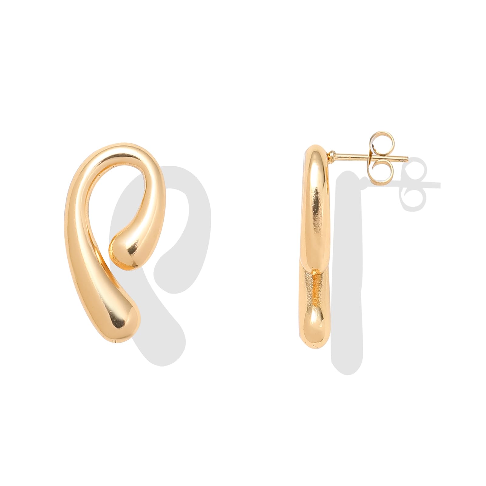 Gold Statement Earrings for Women Geometric Rectangle Chunky Gold Earrings Irregular Hammered Trendy Stud Earrings