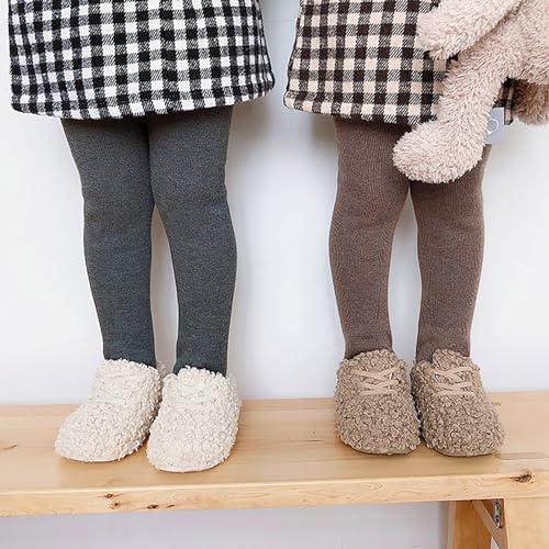 Toddler Girls Cotton Fleece Lined Warm Tights Footed Cable Knit Leggings Solid Color Pantyhose Stockings Pants for Kids3